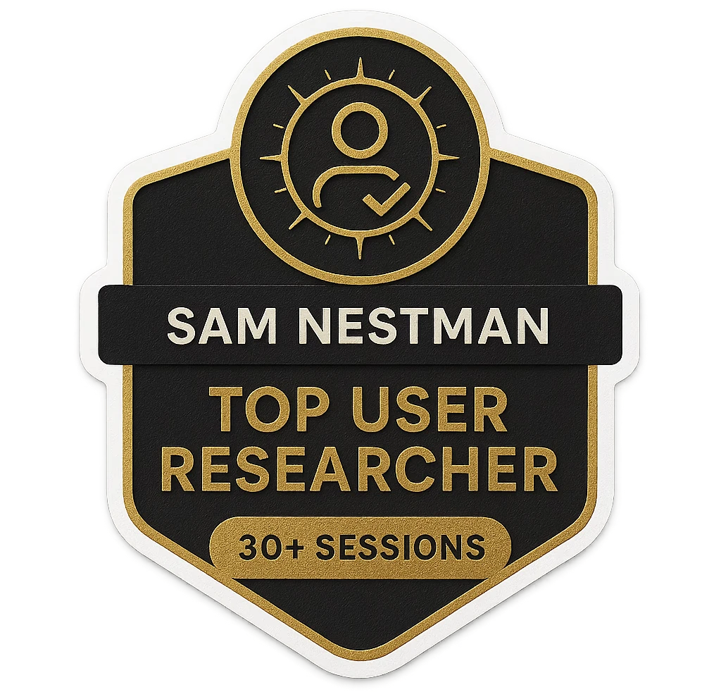 Recognition as top user researcher on the design team